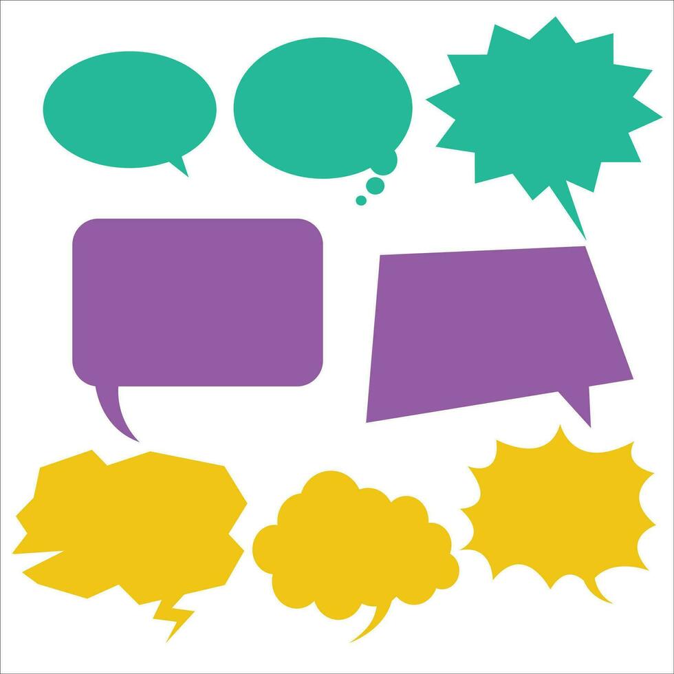 Set of colorful speech bubbles in flat style. Vector Illustration.