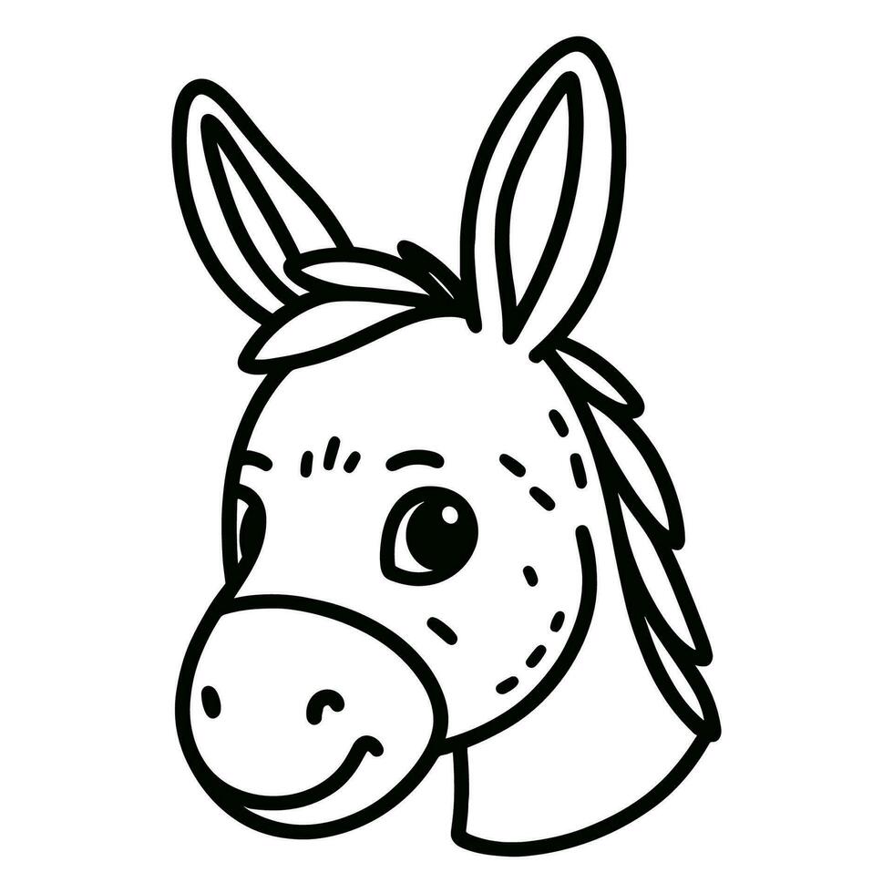 Simple one line drawing of donkey vector