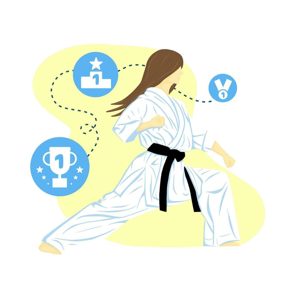 vector ilustración de un taekwondo niña