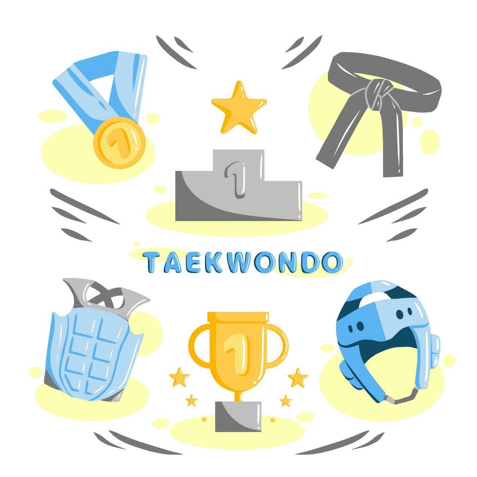 Taekwondo and Winner Symbol or Icon Set vector