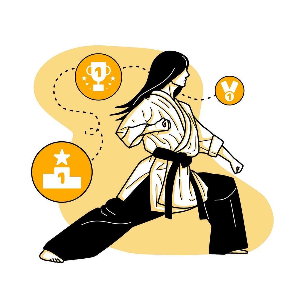 vector ilustración de un taekwondo niña