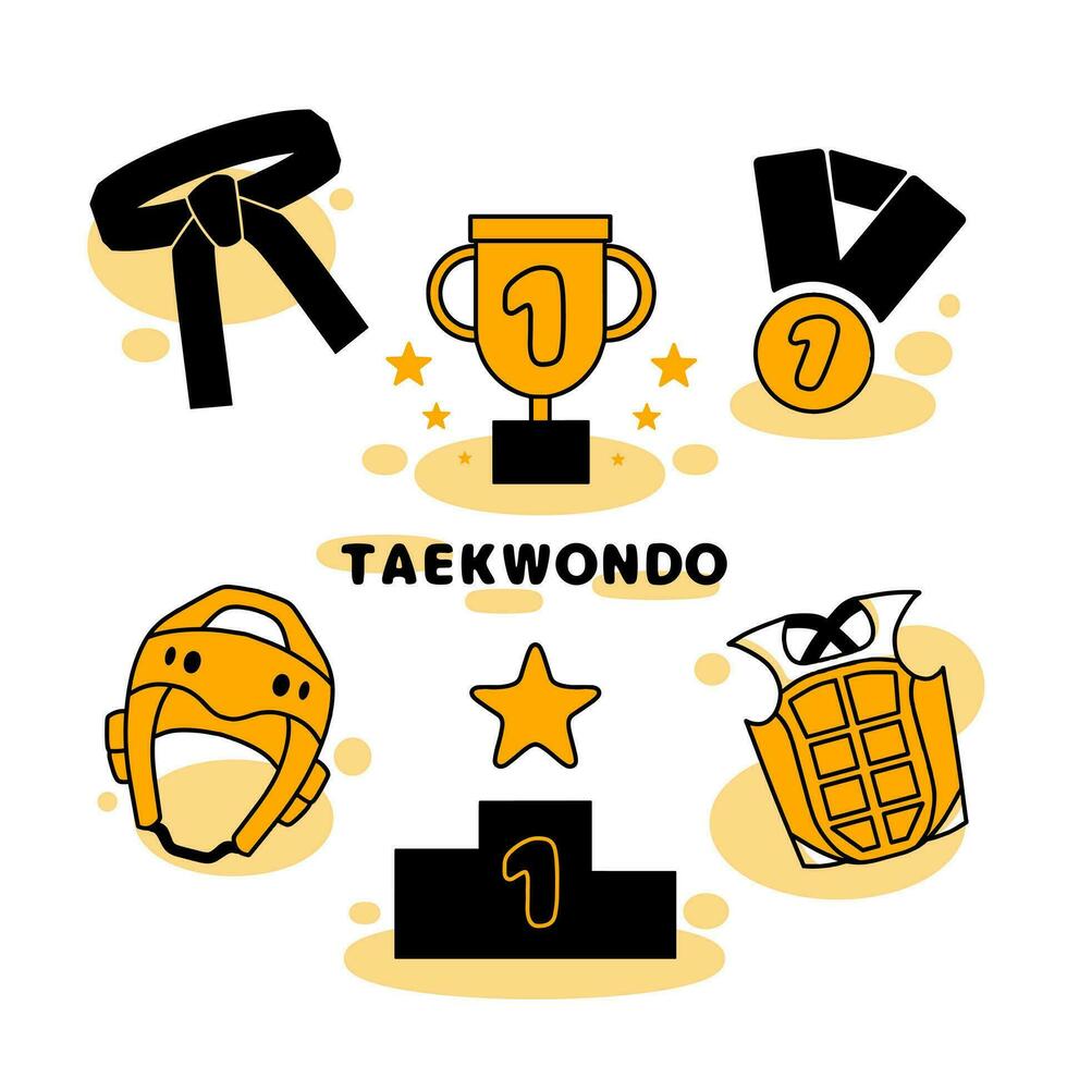 Taekwondo and Winner Symbol or Icon Set vector