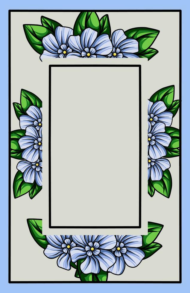 frame the border with an arrangement of leaves and flowers. Vector design