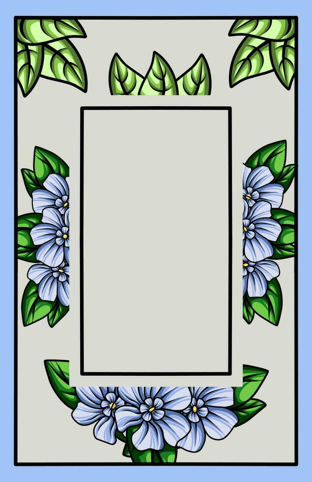 frame the border with an arrangement of leaves and flowers. Vector design