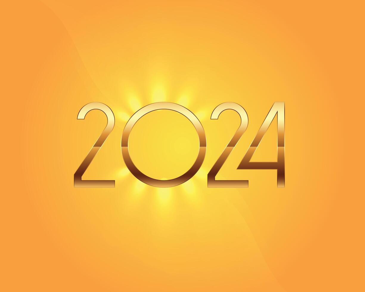 2024 golden lettering background with light effect vector