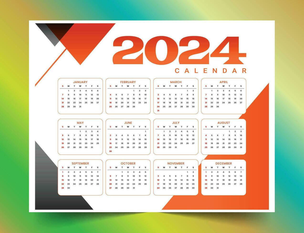 moderno 2023 anual pared planificador calendario modelo diseño vector