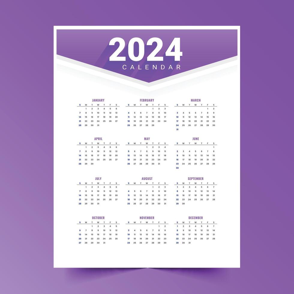 elegante 2024 nuevo año calendario diseño para organizado planificador vector