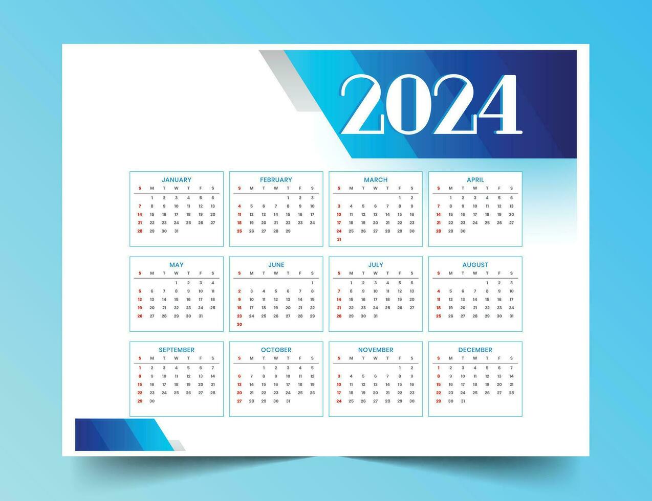 eye catching 2024 monthly calendar template manage events vector