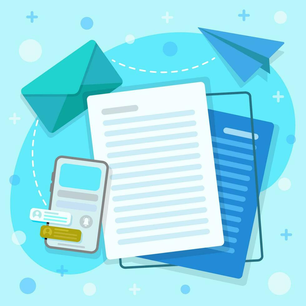 documents and electronic mail and cellphone icons vector