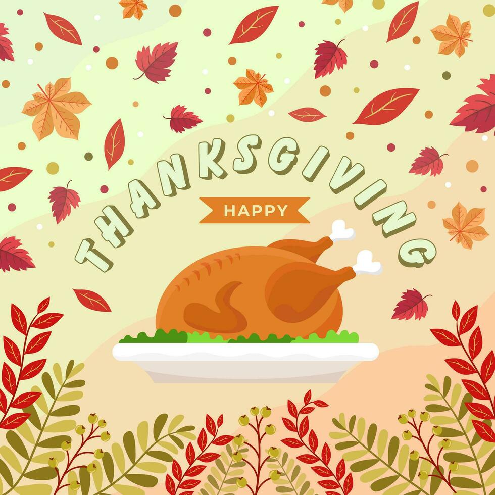 thanksgiving day greeting concept with turkey bird dish icon vector