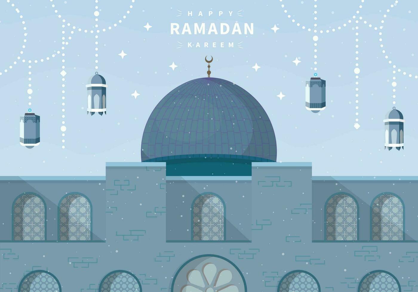 Aqsa Al Haram Syarif Mosque as a background for congratulations on welcoming the holy month of Ramadan vector