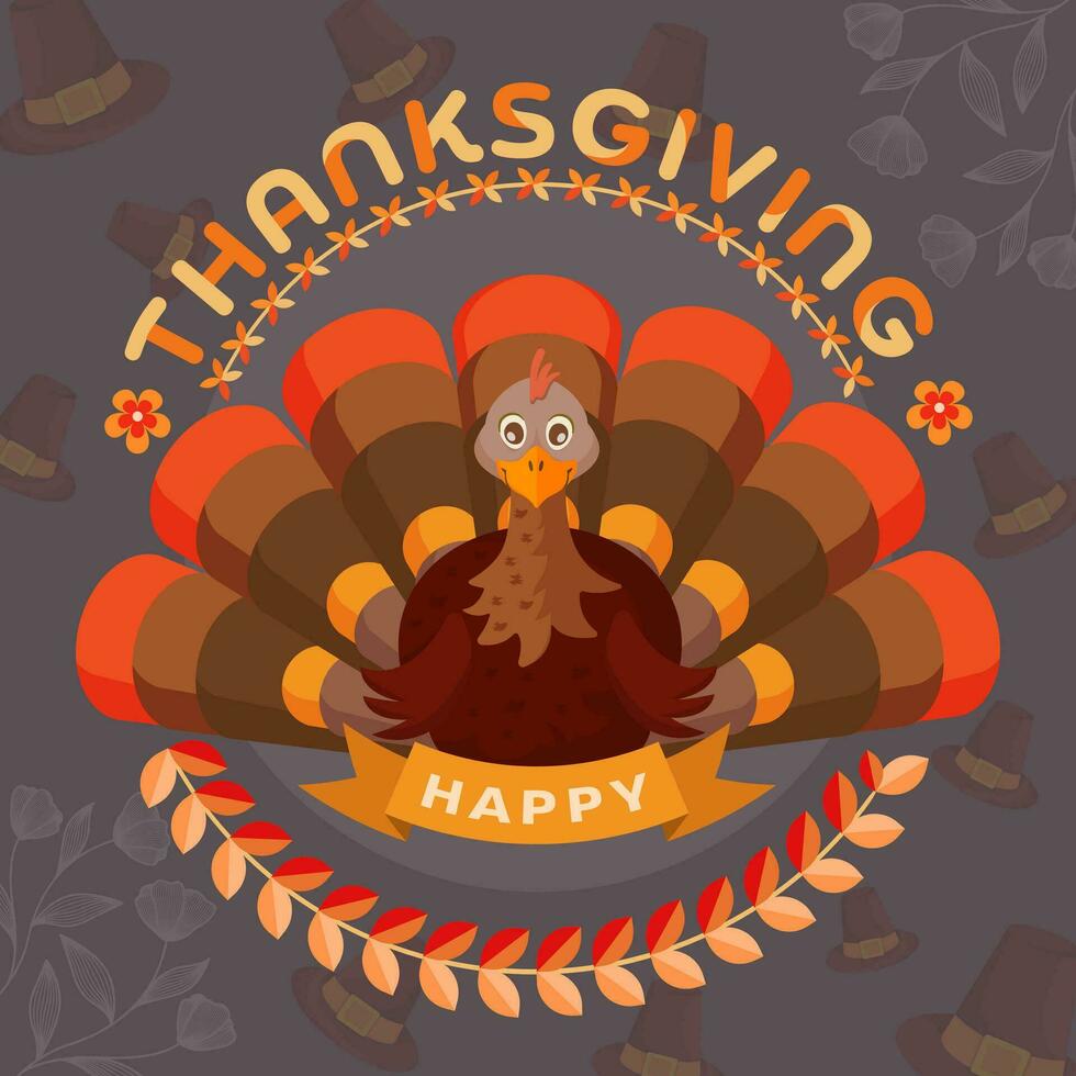 thanksgiving concept with turkey illustration vector