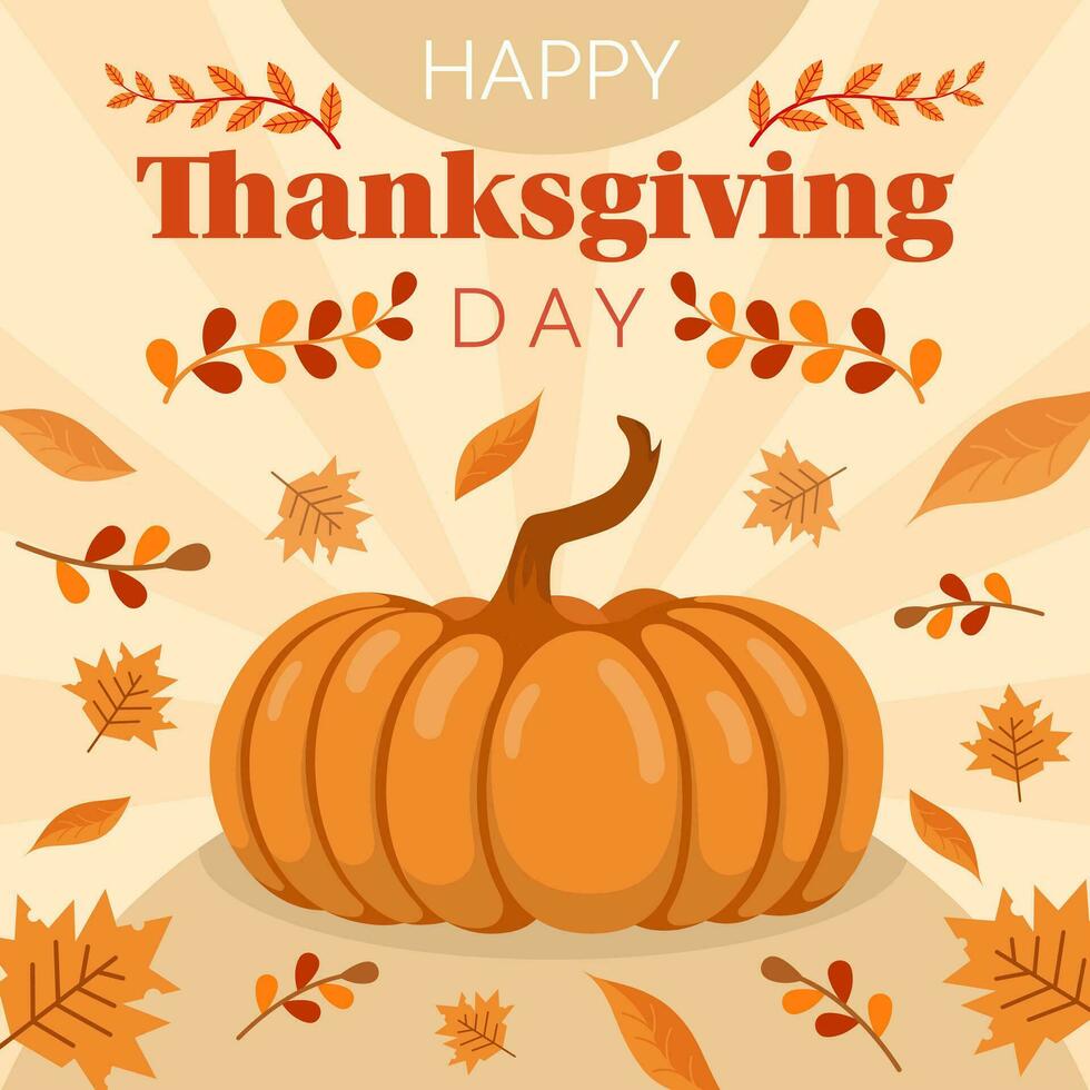 happy thanksgiving day greeting concept with pumpkin icon vector