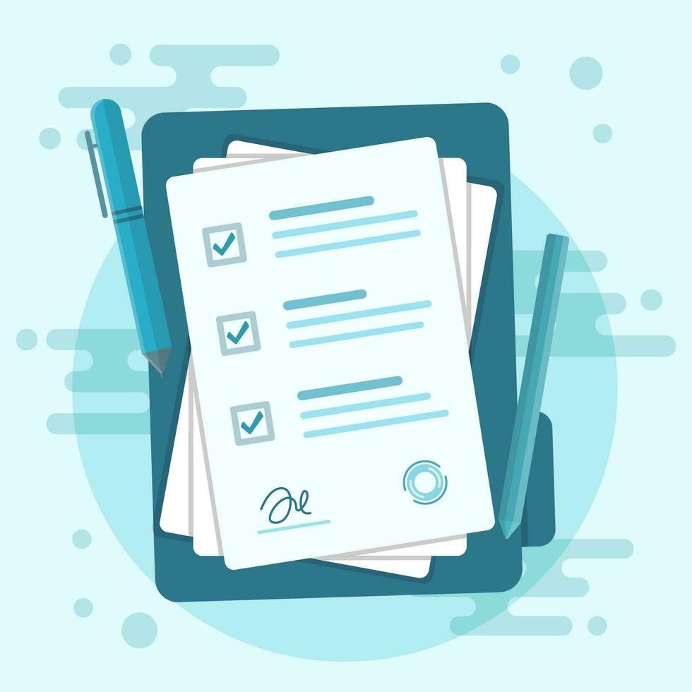 checklist documents and paper files vector