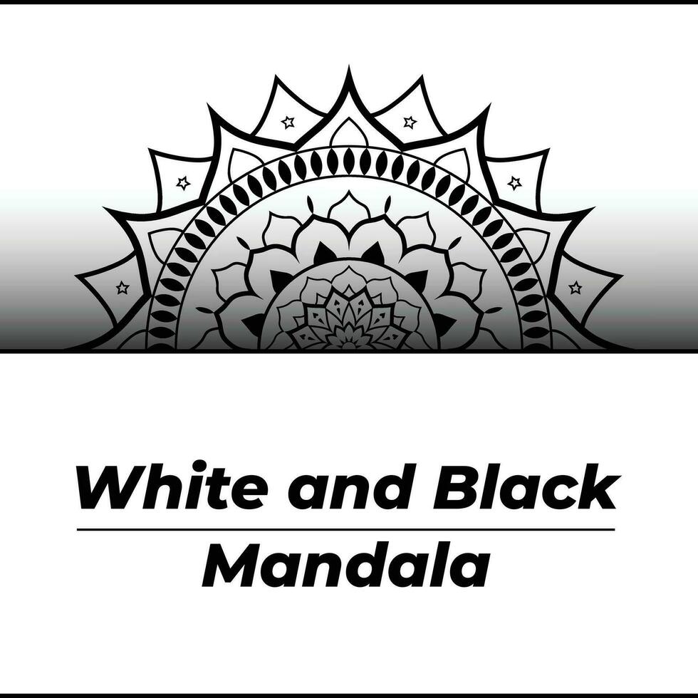 Islamic mandala background design with black-and-white color vector