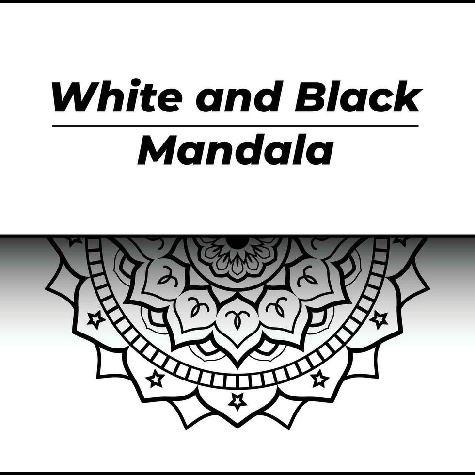 Islamic mandala background design with black-and-white color vector