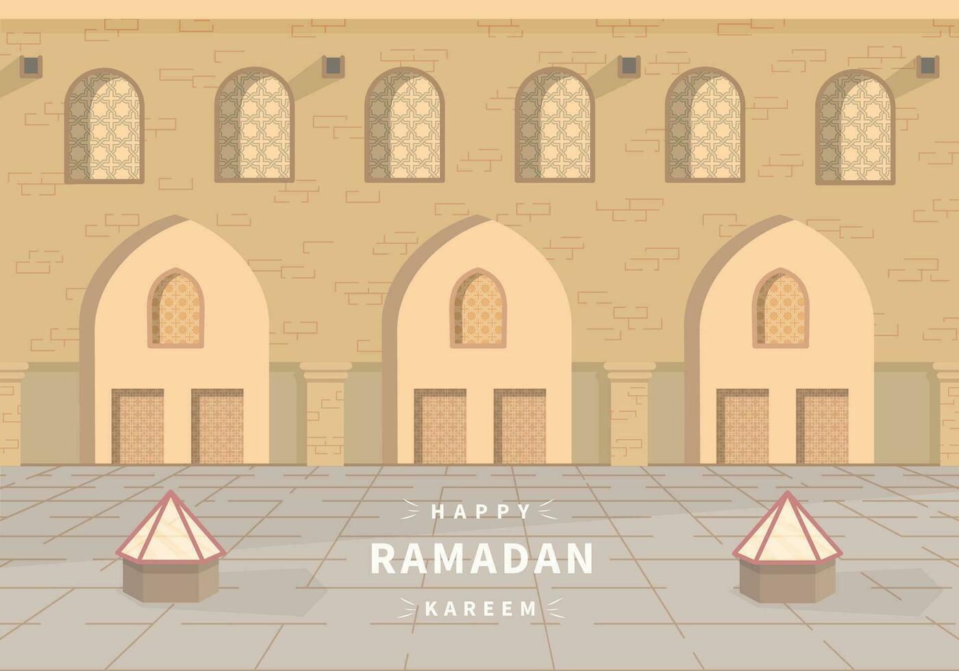 el antecedentes para un islámico evento es el mes de Ramadán con un ilustración de un mezquita vector