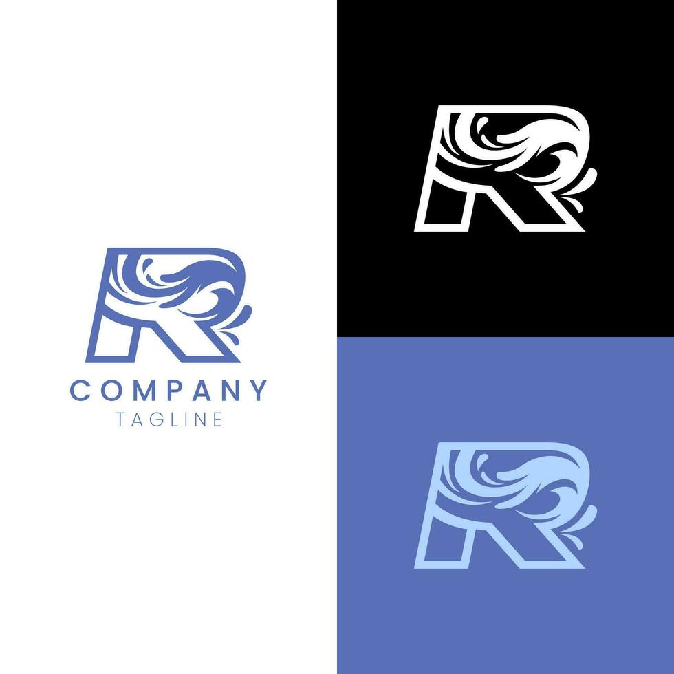 R Wave logo business vector