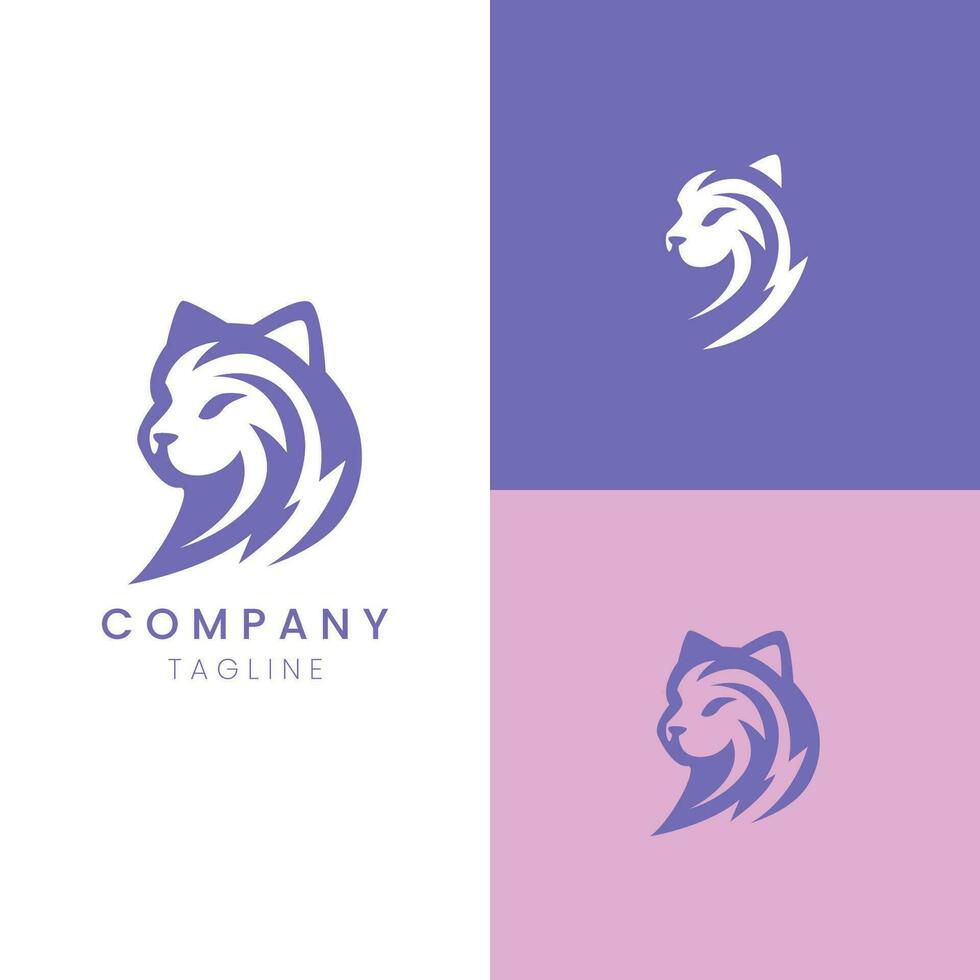 Unique Cat Logo Beauty Elegance vector