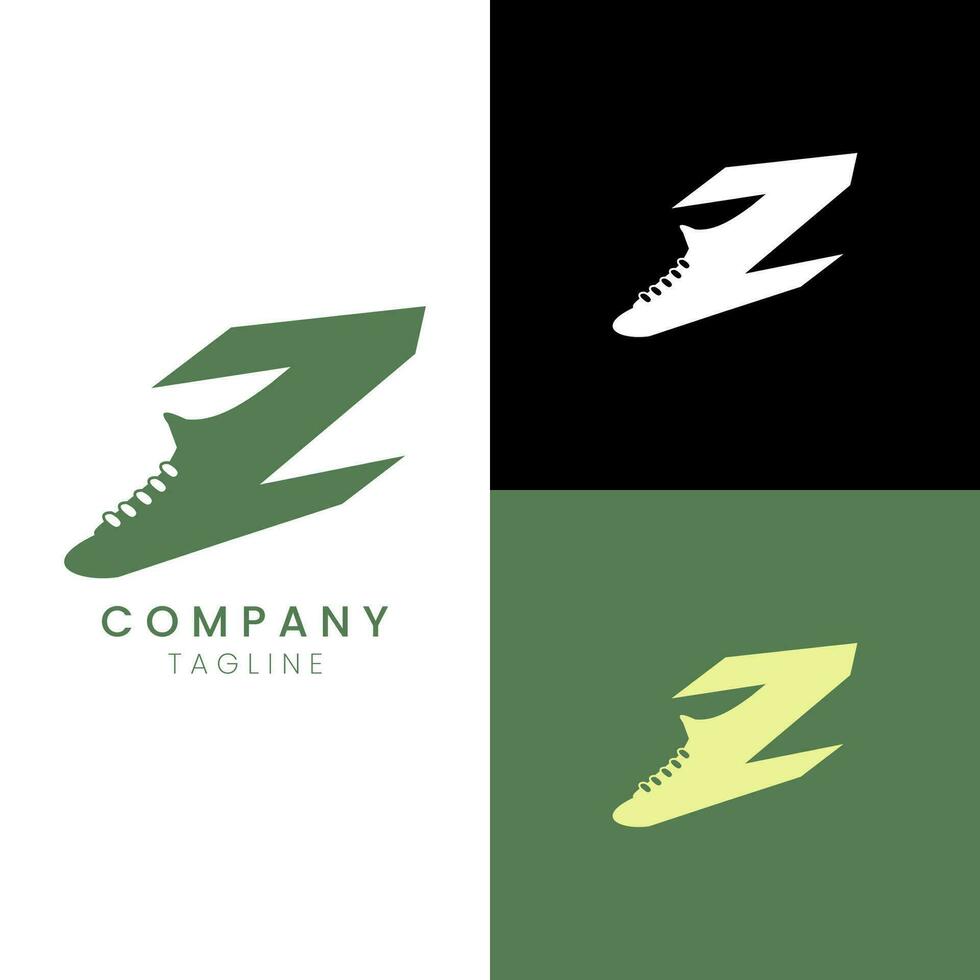 z con Zapatos logo inicial deportivo y sencillo estilo vector