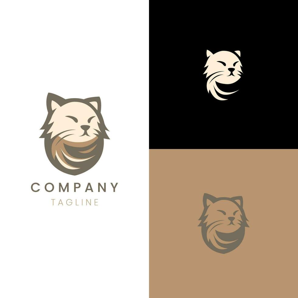 Illustration jungle cat logo simple and unique vector