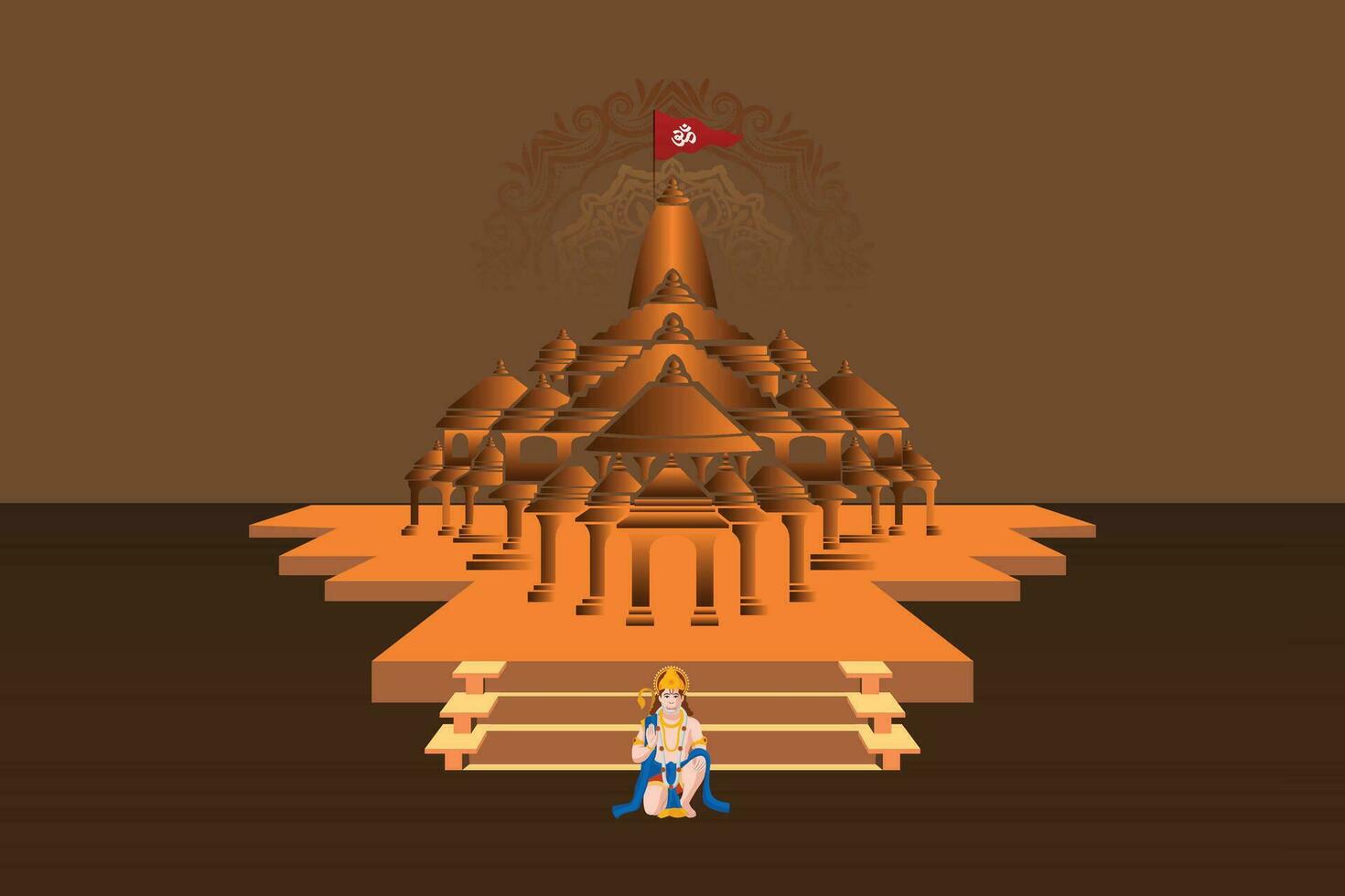 Free Vector ram mandir design