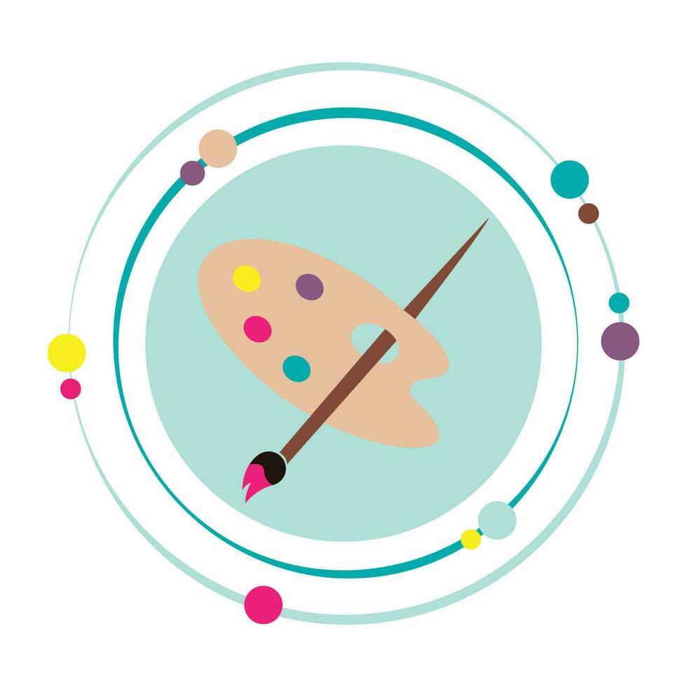 Paintbrush and palette vector illustration graphic icon