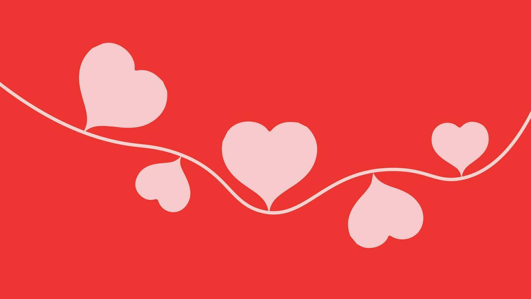 Valentine minimalist drawing love symbol background in red and white. vector