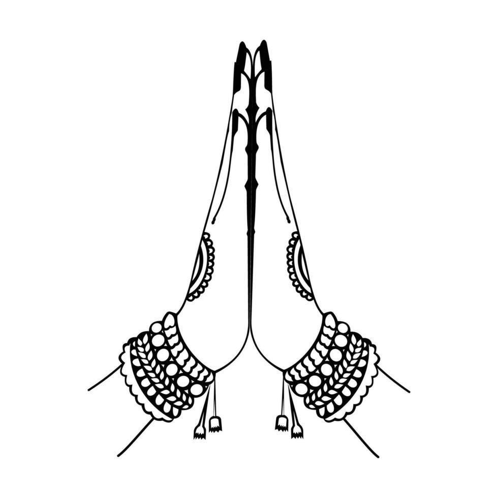 vector hand drawn namaste gesture