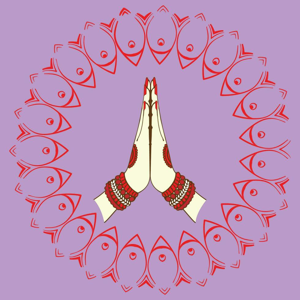 vector hand drawn namaste gesture