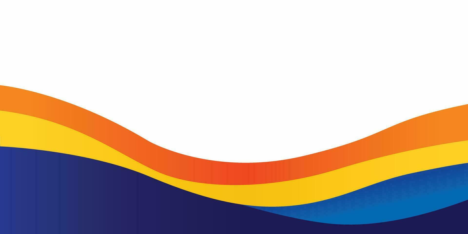 Abstract blue and orange business banner background with dynamic waves composition. Flat vector illustration