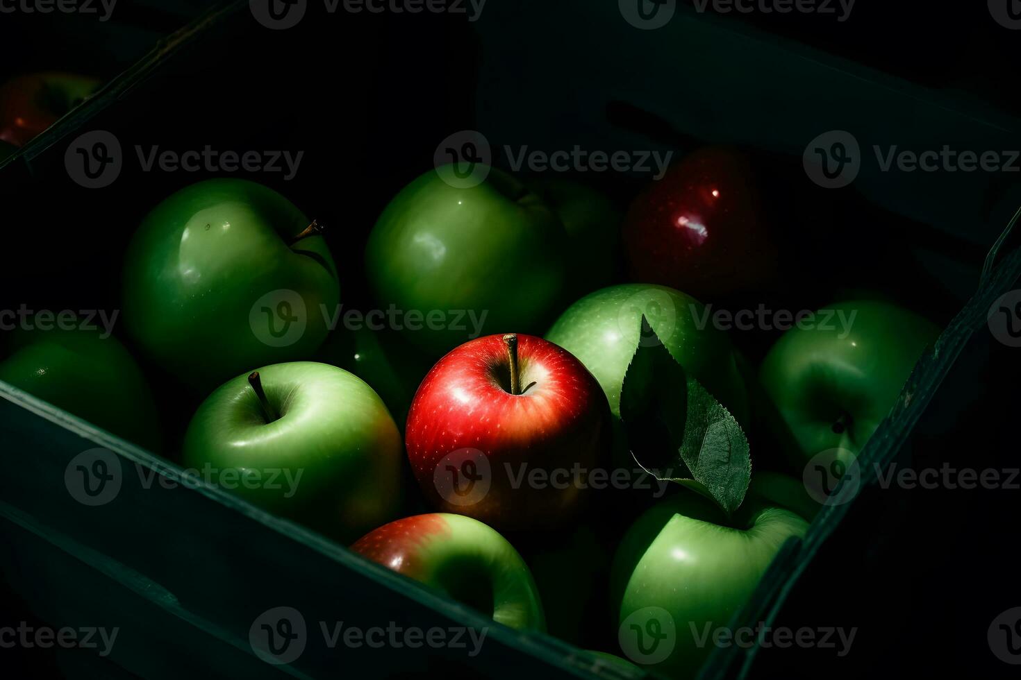 AI generated Lots of green and red apples background. Neural network AI generated photo