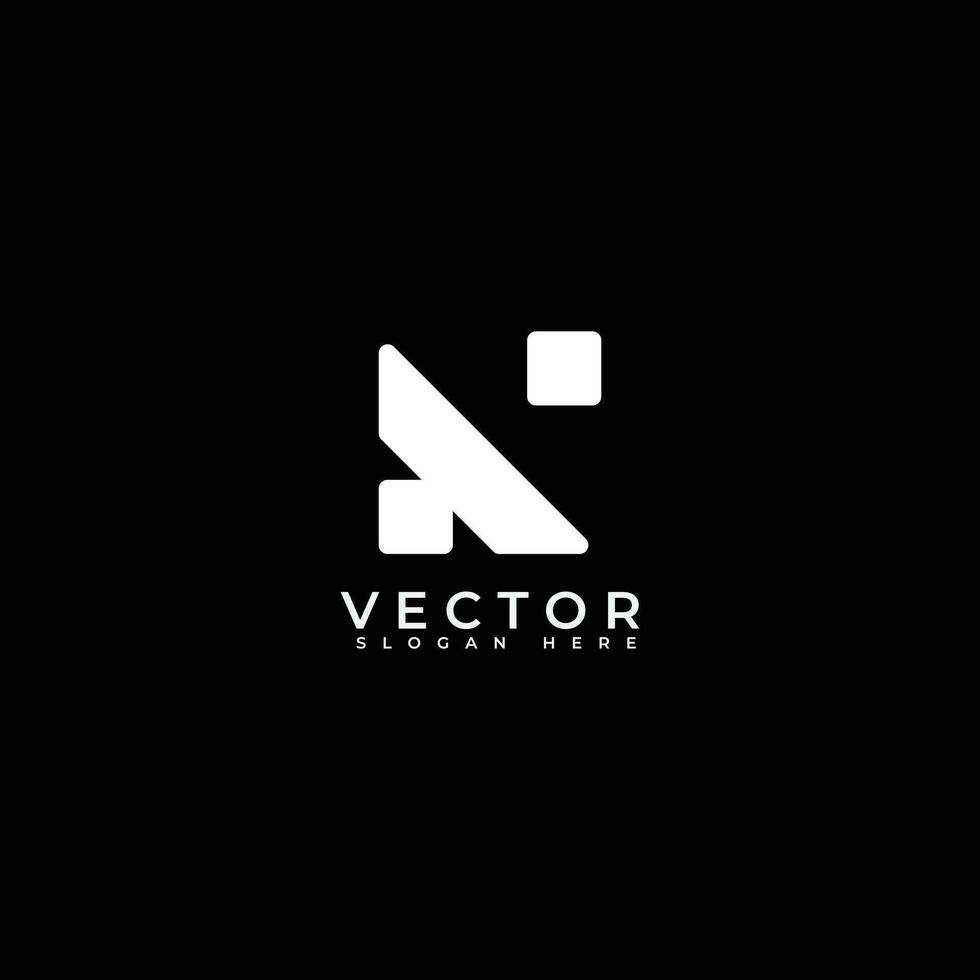 minimal technology brand modern logo icon N vector