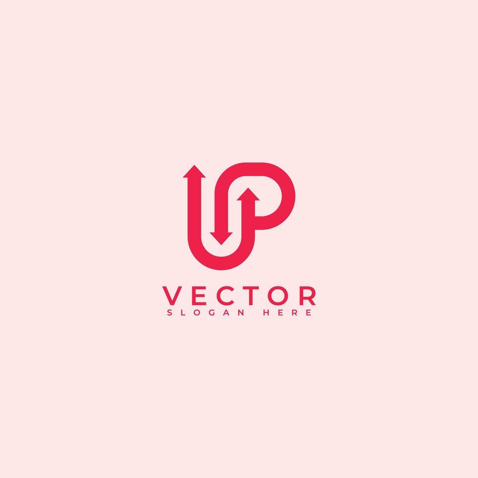 Growth up business finance logo letter u p vector