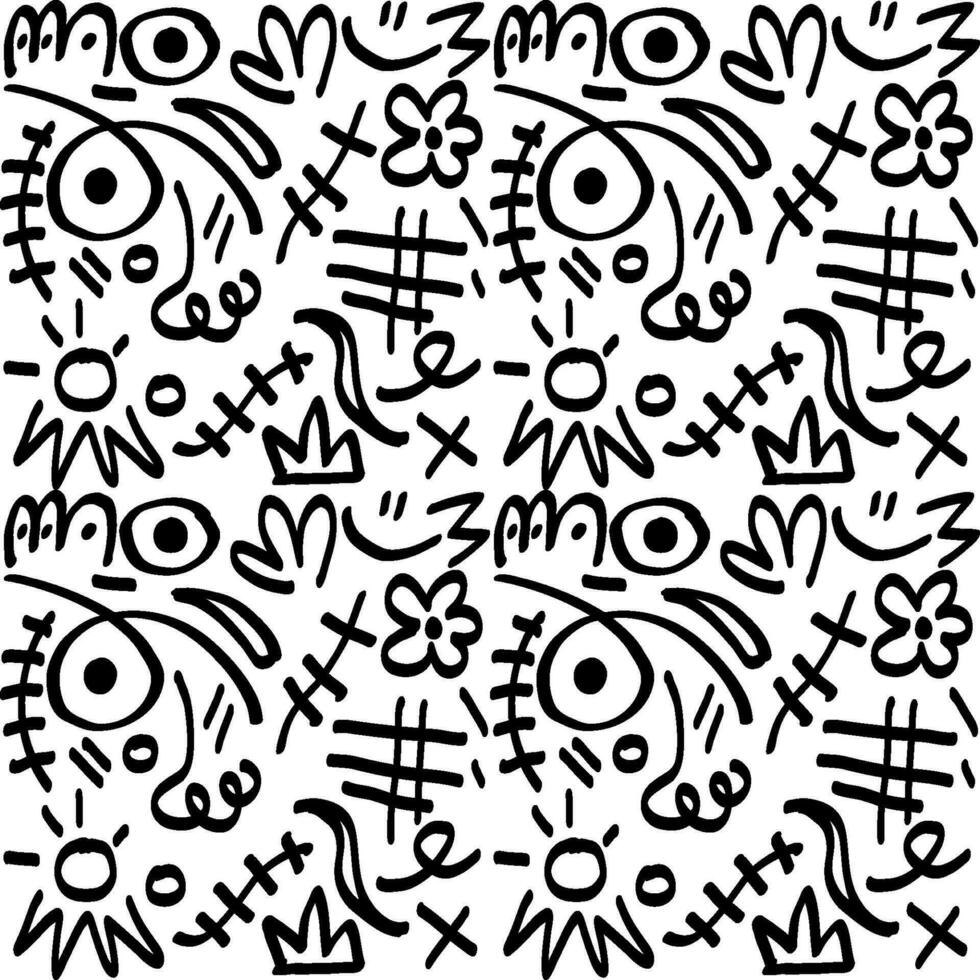 Abstract doodle line art, hand drawn illustration, seamless pattern vector