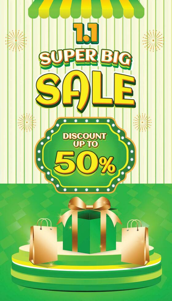 1 1 JANUARY SUPER BIG SALE BANNER POTRAIT PROMO DISCOUNT 50 PERCENT BACKGOUND TEMPLATE SOCIAL MEDIA 2 vector