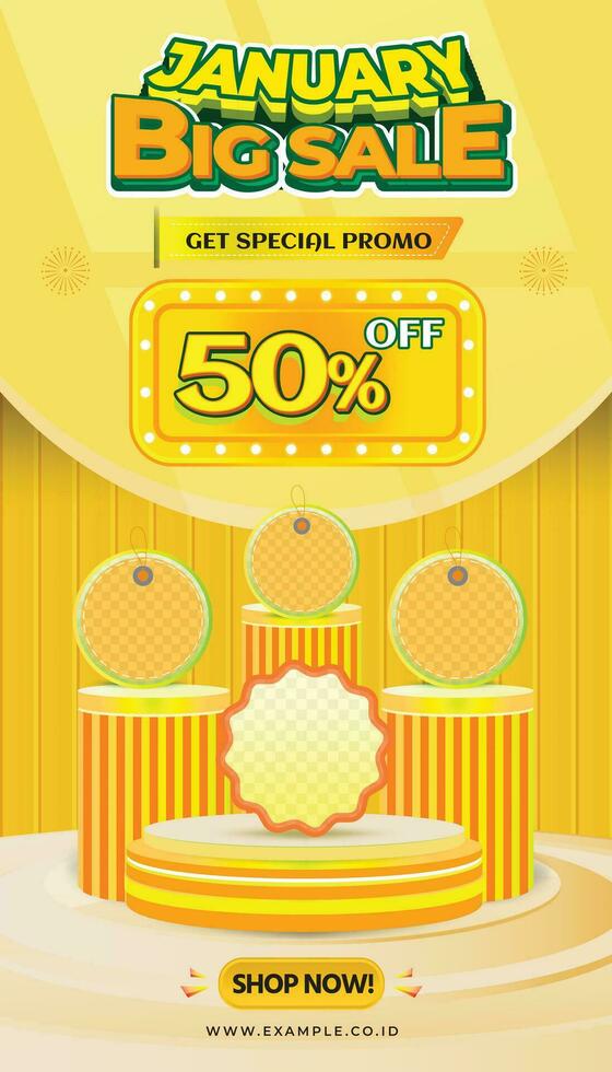 January 1 1 Big sale banner potrait discount promotion background template payday sosial media 3 vector