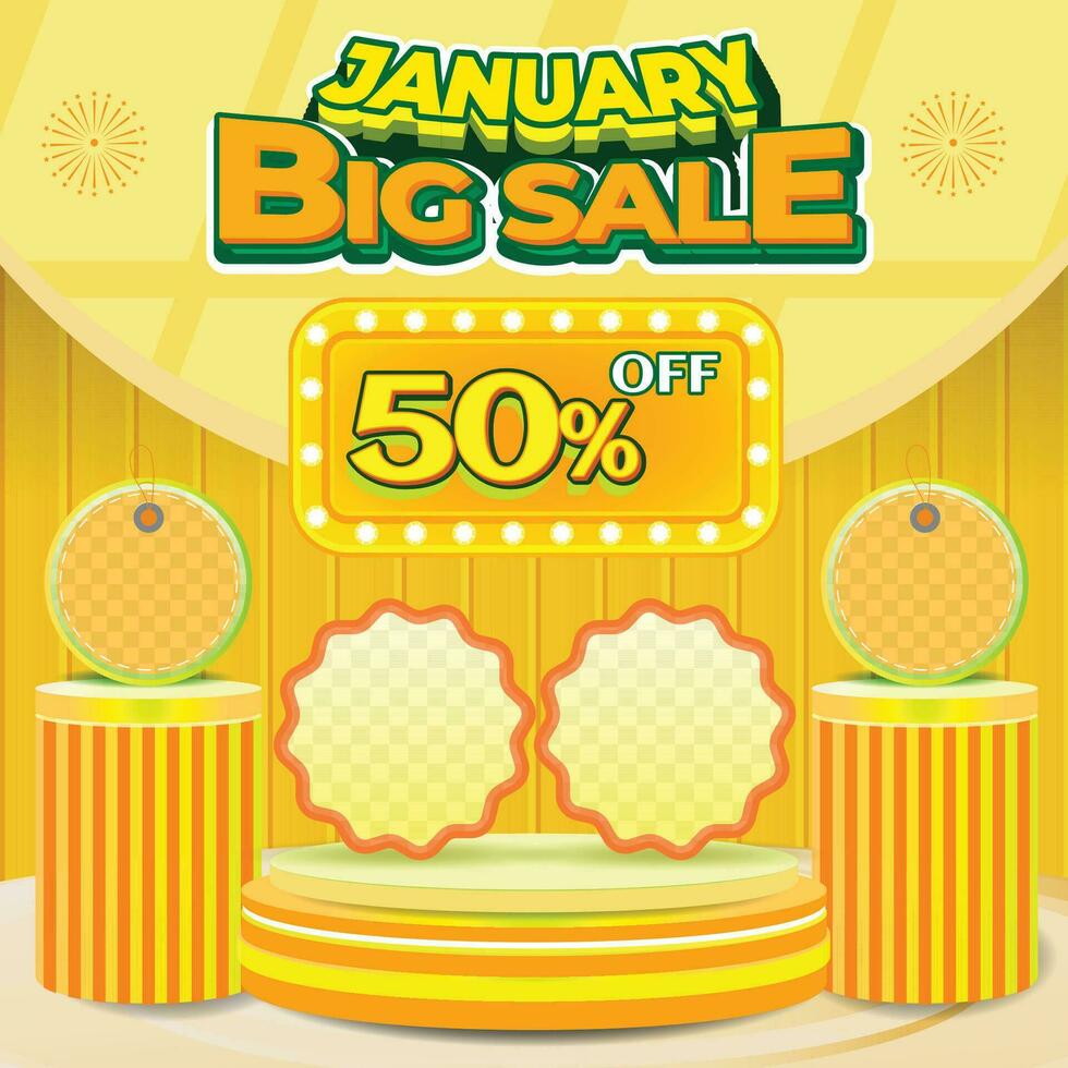 January 1 1 Big sale banner discount promotion background template payday sosial media 2 vector