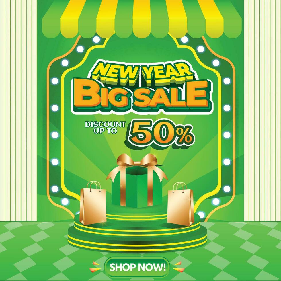 NEW YEAR SALE BACKGROUND SOCIAL MEDIA BIG DISCOUNT CASHBACK 50 PERCENT SPECIAL PROMO OFFERING 6 vector