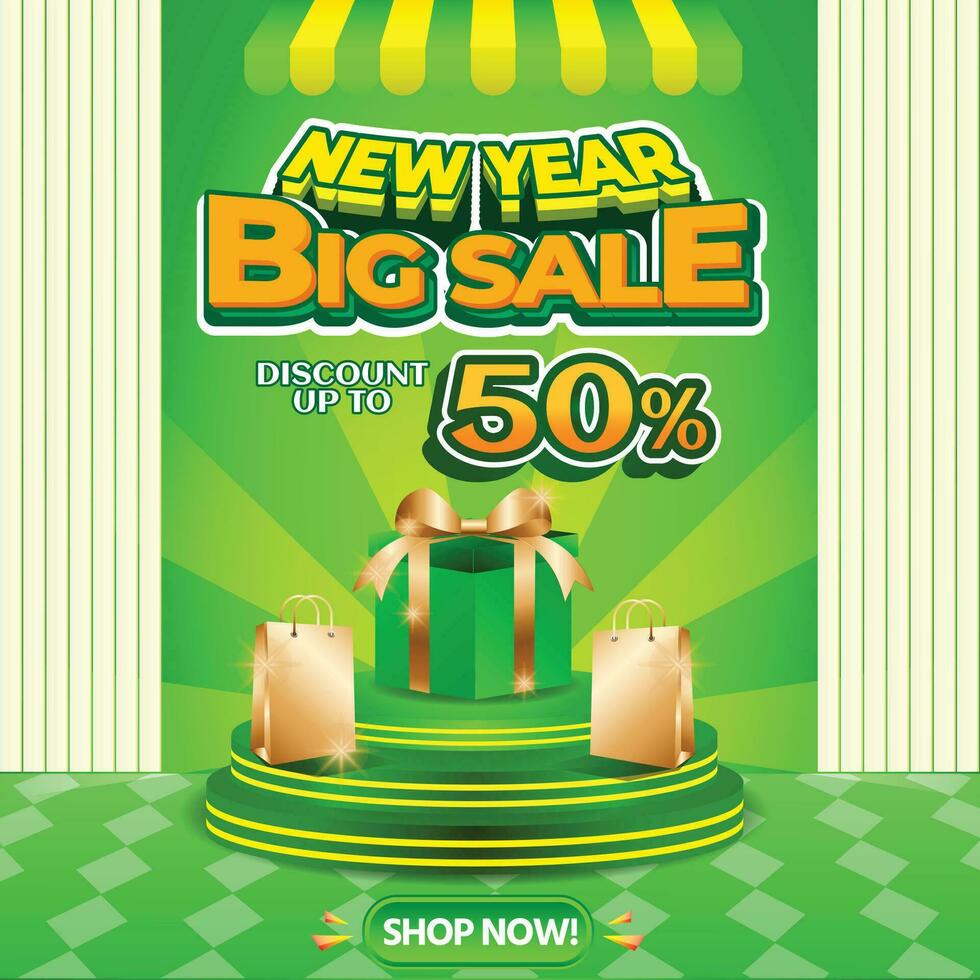 NEW YEAR SALE BACKGROUND SOCIAL MEDIA BIG DISCOUNT CASHBACK 50 PERCENT SPECIAL PROMO OFFERING 5 vector