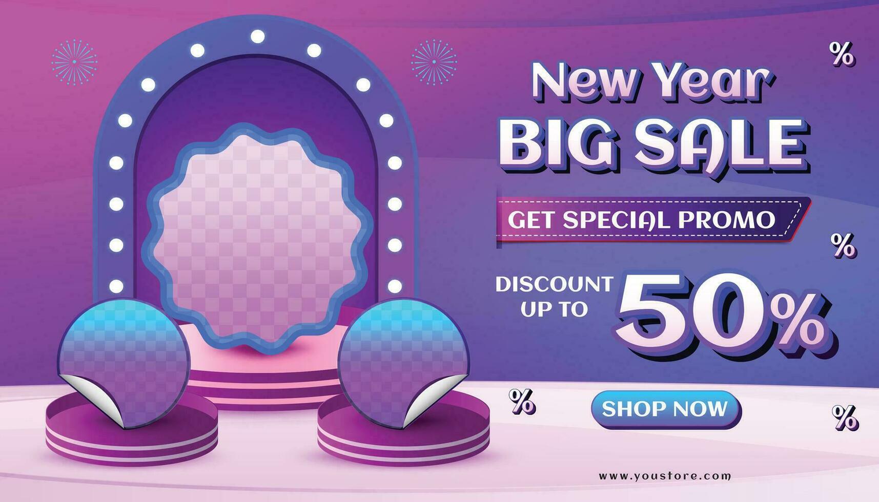 NEW YEAR SALE BACKGROUND SOCIAL MEDIA BIG DISCOUNT CASHBACK 50 PERCENT SPECIAL PROMO OFFERING vector