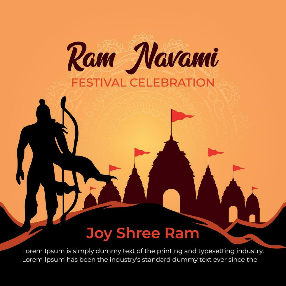 Ram Navami celebration lord Rama with bow arrow vector