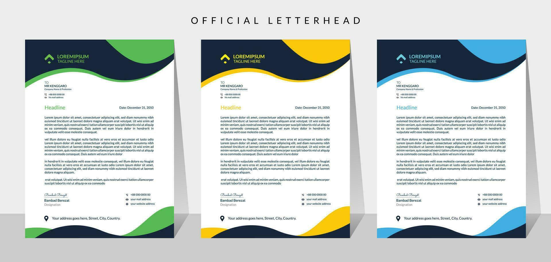 Creative corporate modern business letterhead design vector template