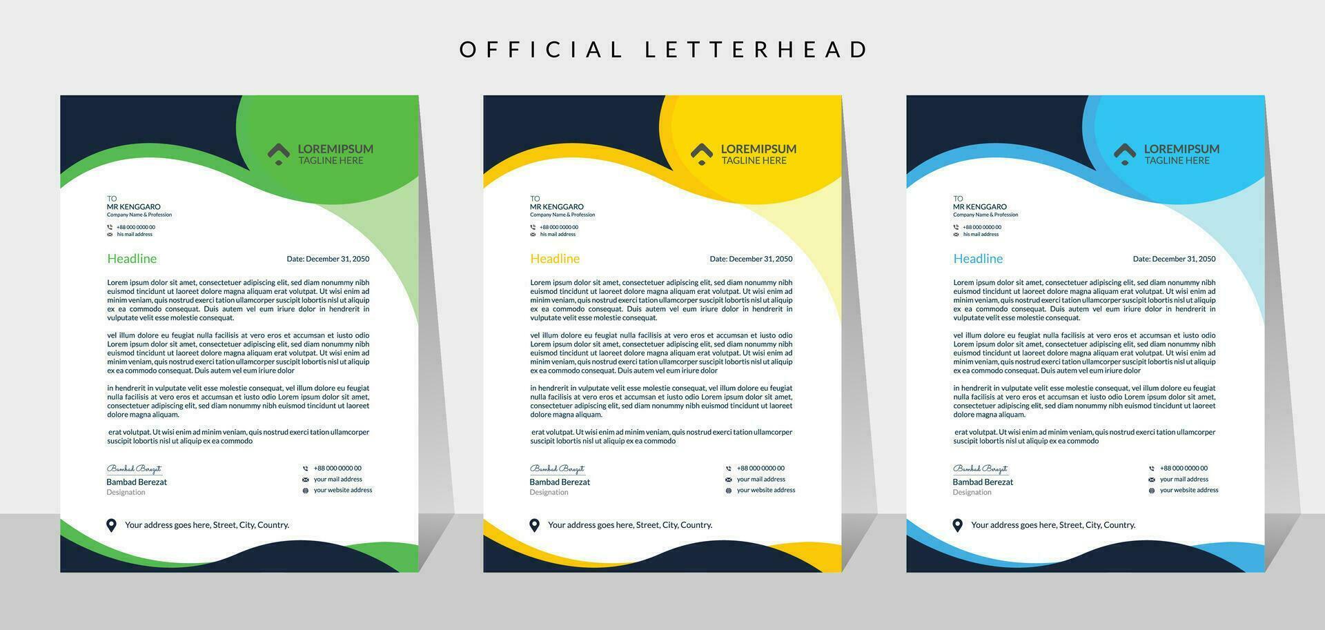 Creative corporate modern business letterhead design vector template