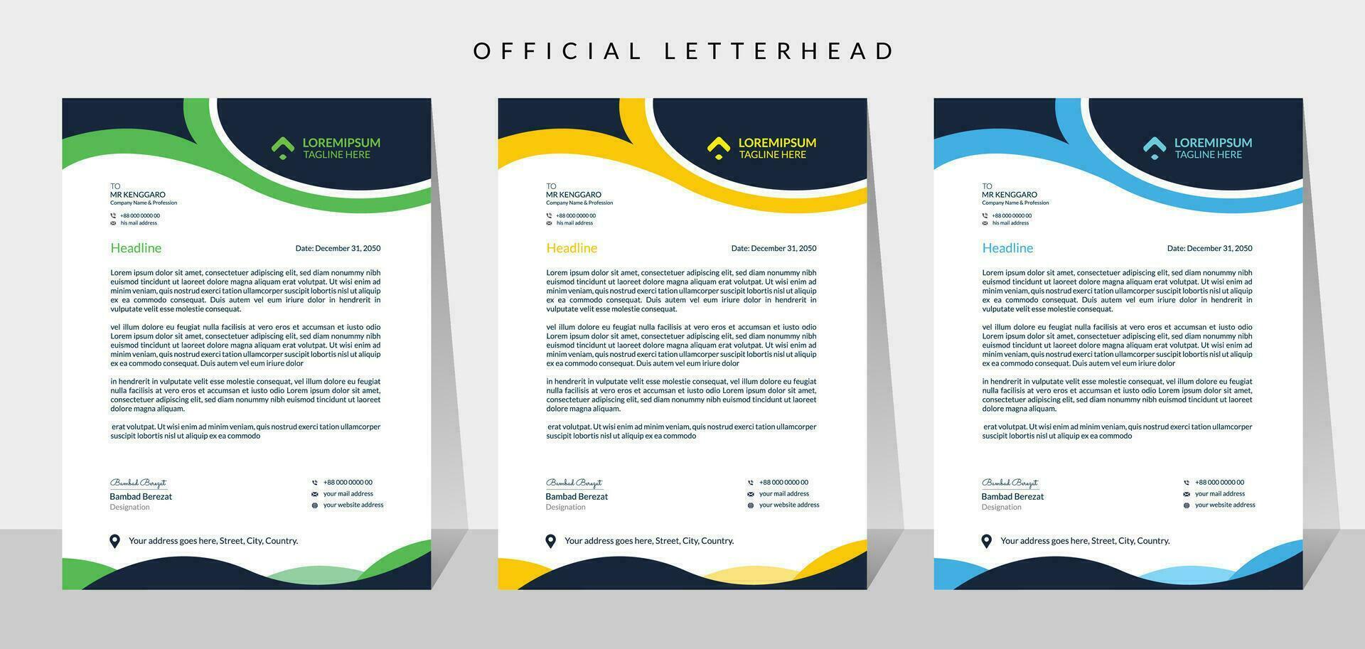 Creative corporate modern business letterhead design vector template