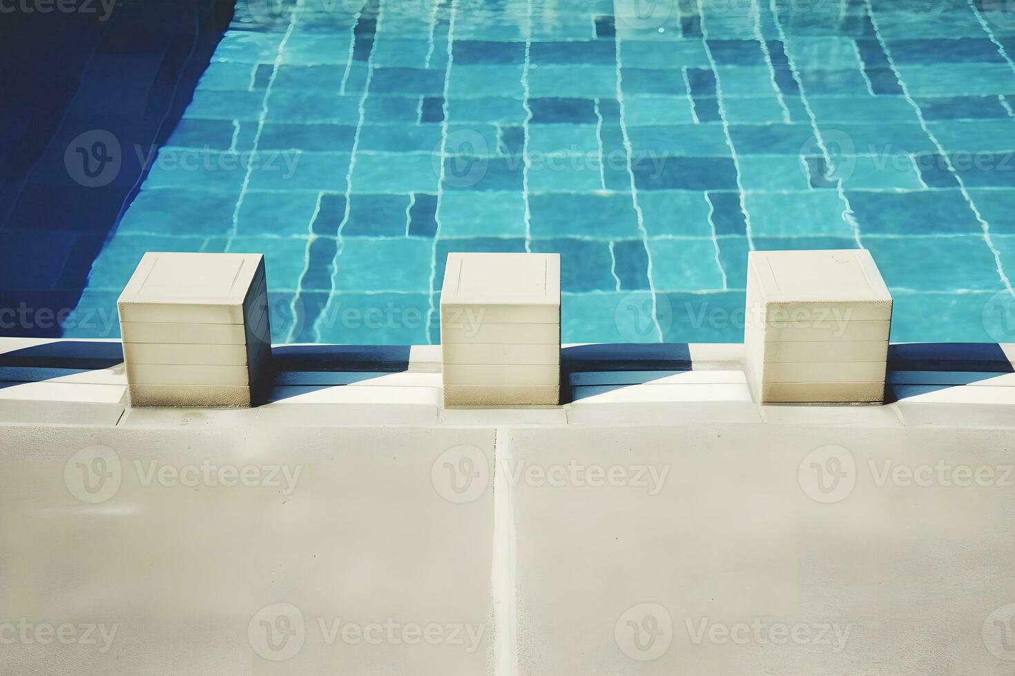 AI generated Start position with numbers in competition swimming pool. Neural network AI generated photo