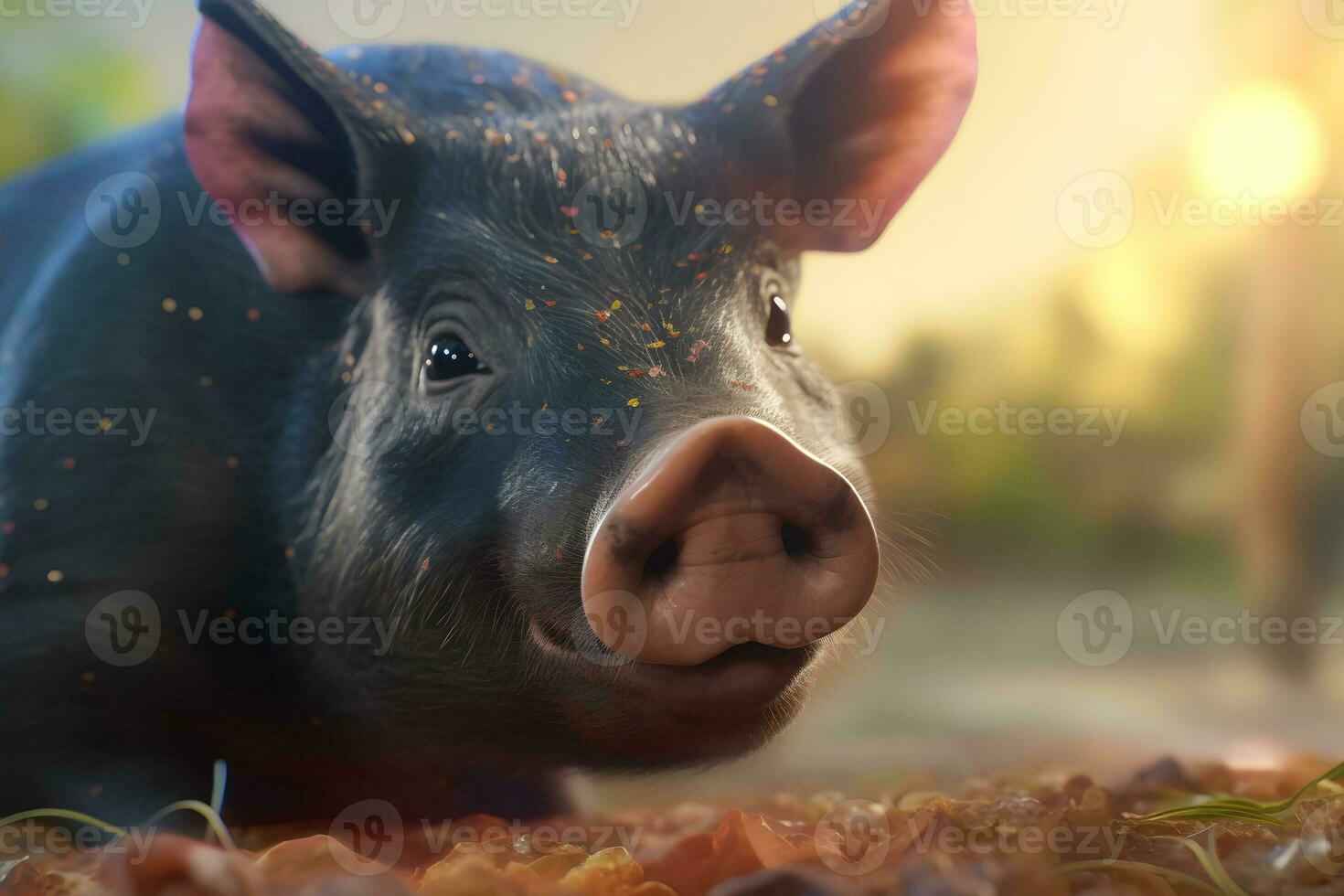 AI generated piglet in a fairy tale world. Neural network AI generated photo