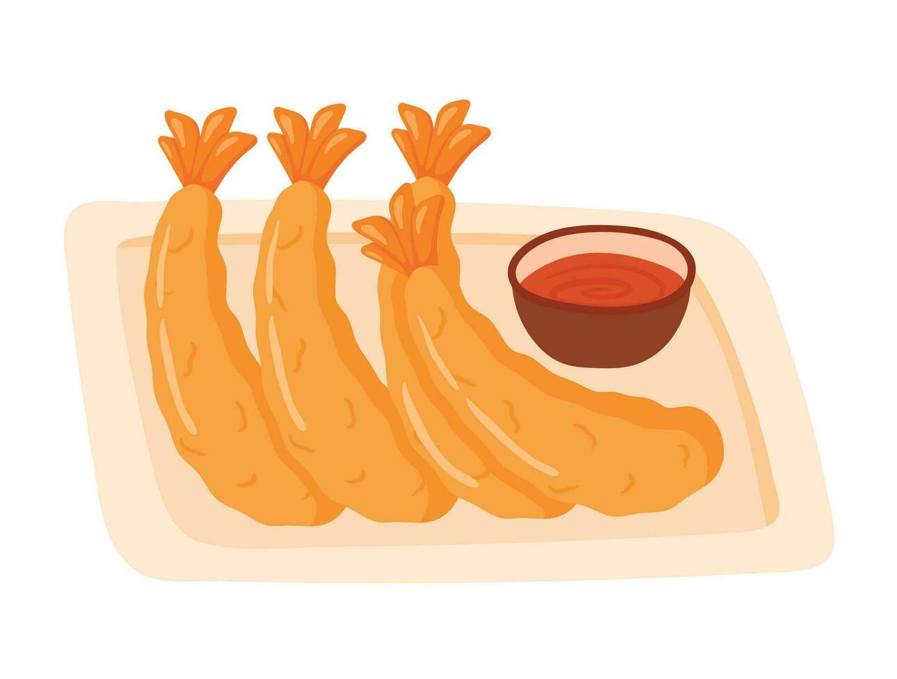 camarón tempura para japonés comida animado dibujos animados vector ilustración