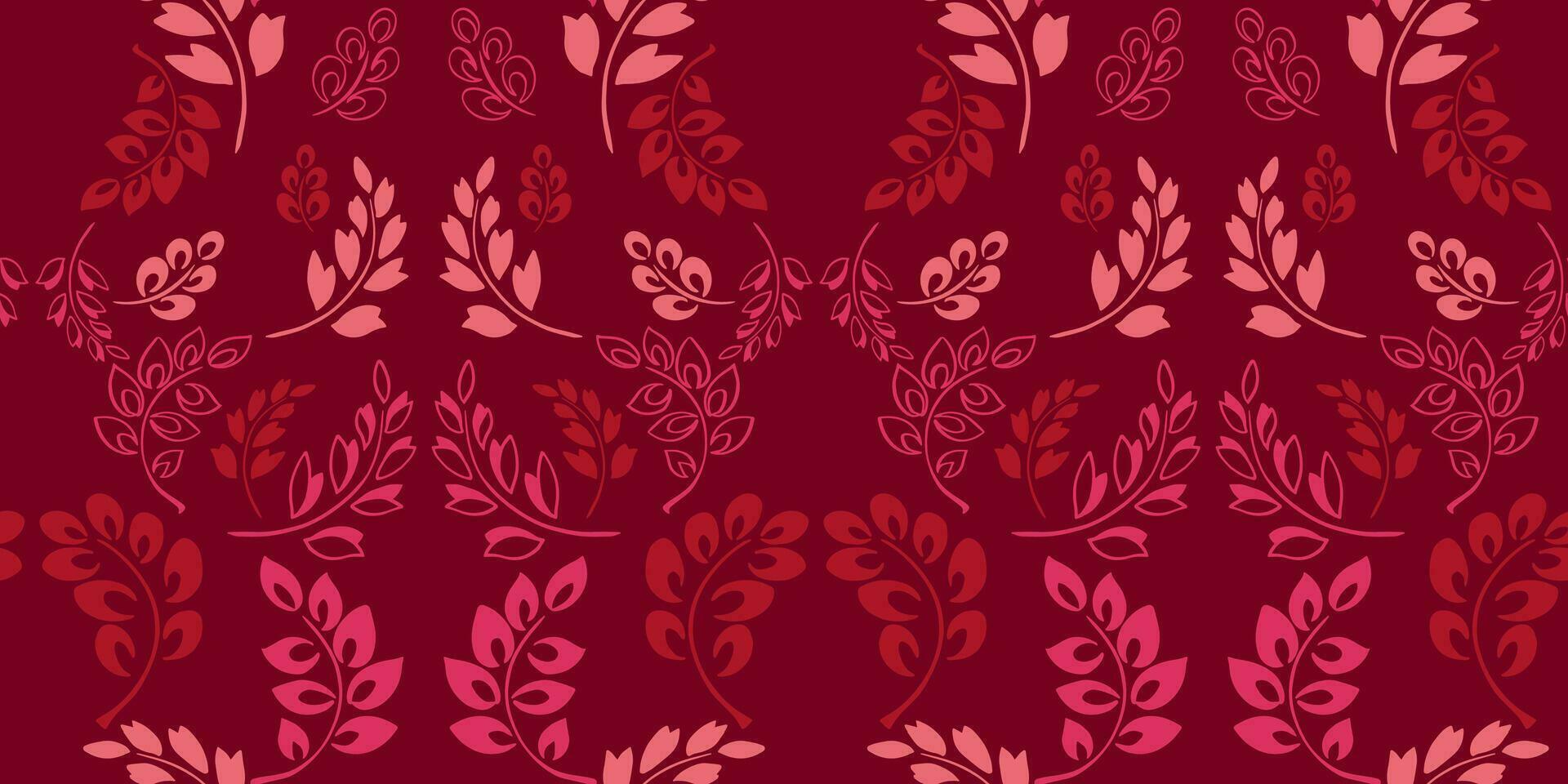 sin costura modelo resumen minúsculo hojas sucursales, gotas, ornamento. vector mano dibujado bosquejo. sencillo monótono borgoña floral tapiz antecedentes. diseño para tela, moda, textil, fondo de pantalla