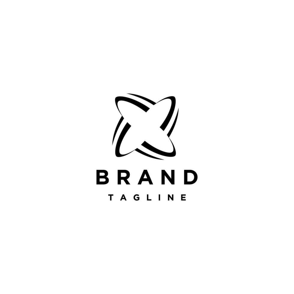 Rotating line logo design creates a minimalist abstract simple propeller shape. Minimalist Rotating Lines Logo Design. vector